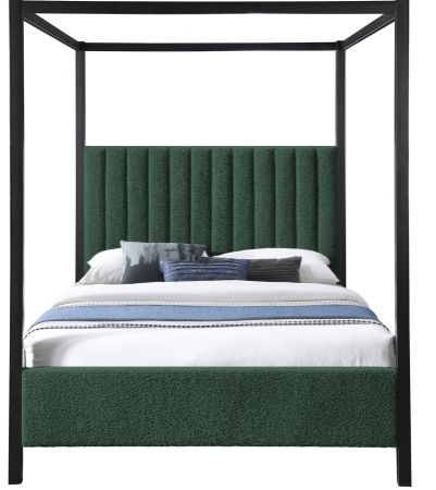Meridian Furniture Kelly Green Queen Upholstered Canopy Bed-1
