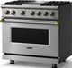 Viking® 5 Series 36" Stainless Steel Pro Style Dual Fuel (LP) Range with Brushed Brass Trim-3
