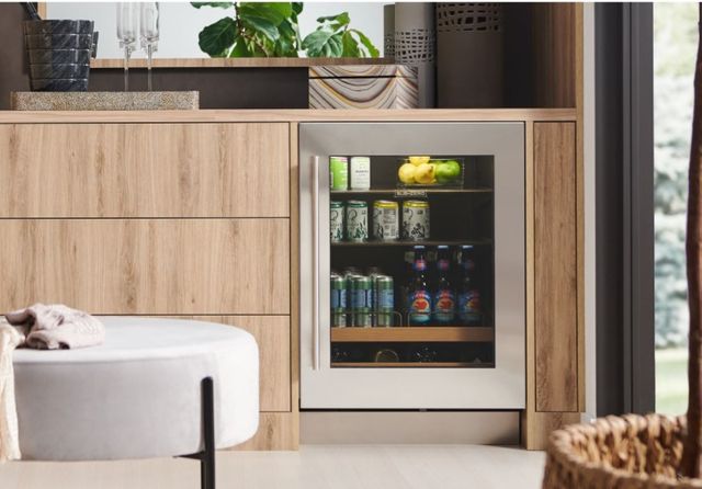 Sub-Zero® Designer Stainless Steel Undercounter Glass Door Panel with Tubular Handle-1