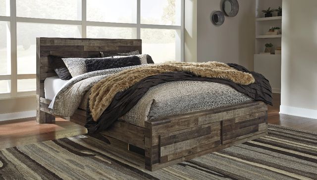 Benchcraft® Derekson Multi Gray Youth Full Panel Bed with 2-Drawer Storage-1