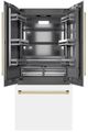 ZLINE Autograph Edition 36" 19.6 Cu. Ft. White Matte Built In Bottom Freezer Refrigerator with Polished Gold Accents-1