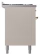 Ilve® Nostalgie II Noblesse 60'' Antique White Pro Style Dual Fuel Range with Brass Trim-2