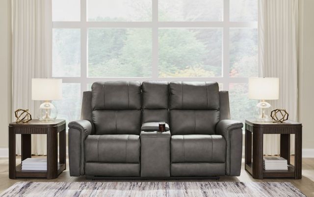 Signature Design by Ashley® Beryton Anchor Power Reclining Loveseat with Console and Adjustable Headrest-1