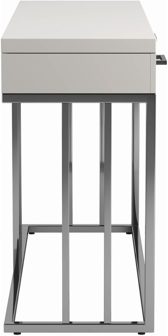 Coaster® Dalya Glossy White Two Drawers Rectangular Sofa Table with Chrome Base-2