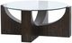 Magnussen Home® Beckham Glass Top Round Cocktail Table with Rustic Tavern Base-0