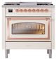 Ilve® Nostalgie II Noblesse 36'' Antique White Pro Style Dual Fuel Range with Copper Trim-1
