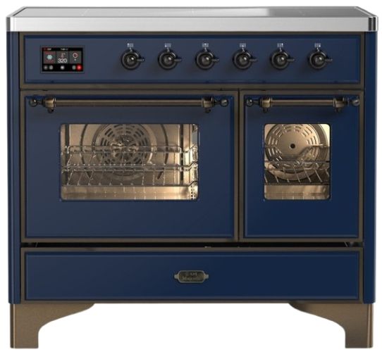 Ilve® Majestic III 40" Midnight Blue Pro Style Induction Range with Triple Glass Door and Burnished Trim-0
