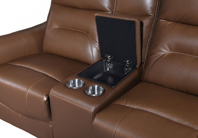 Furniture of America® Terentius Caramel Brown Power Reclining Loveseat-3