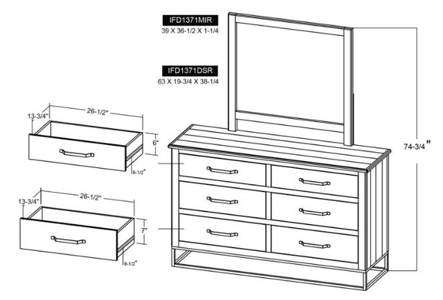 International Furniture Direct Teak Stained Dark Dresser-3
