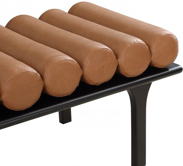 Meridian Furniture Landon Cognac/Black Vegan Leather Bench-4
