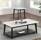 Furniture of America® Thisted White Rectangle Marble Coffee Table with Black Base and Casters-0