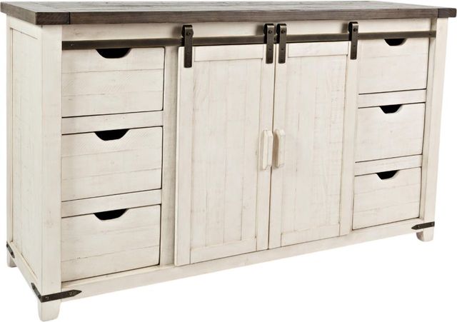 Jofran Inc. Madison County Brown/Vintage White 60'' Barn Door Server-0