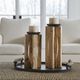 Uttermost® Ilva 2-Piece Natural/Satin Black Wood Candleholder Set-1