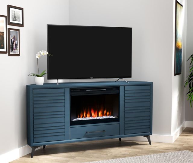 Legends Home Real Cozy Malibu Denim Blue 64'' Corner Fireplace Console-1