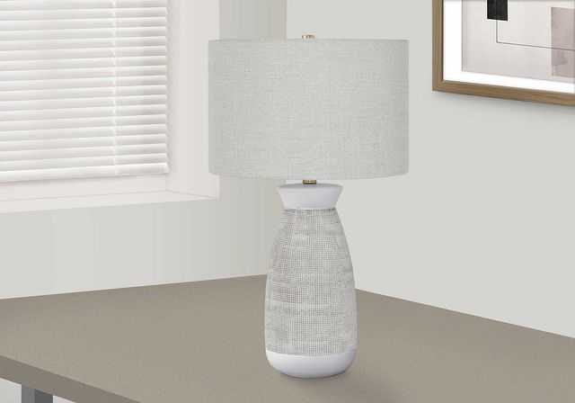 Monarch Specialties Inc. 27"H Grey Ceramic Table Lamp-4