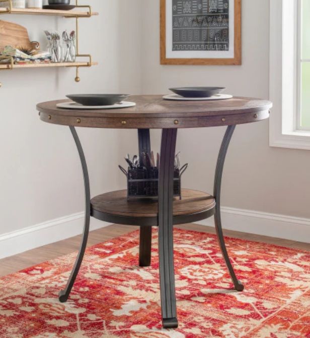 Powell® Franklin Brown Counter Table with Matte Black Base-1