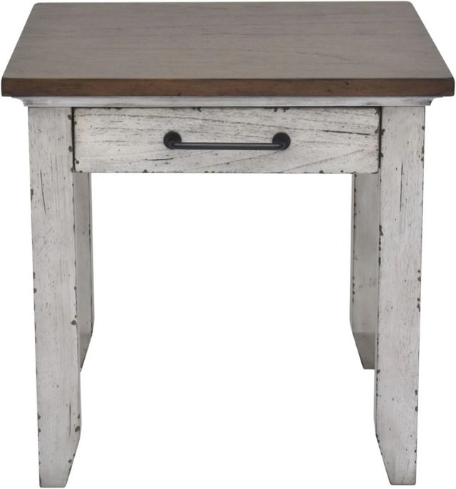 Steve Silver Co. Bear Creek Honey Smoke End Table with White Base-2
