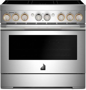 Front view of the JennAir® 36" Stainless Steel Freestanding Induction Range