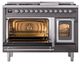 Ilve® Nostalgie II Noblesse 48'' Graphite Matte Pro Style Dual Fuel Range with Copper Trim-3
