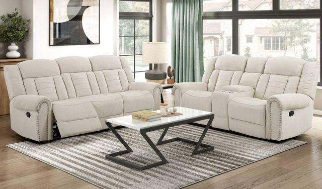 Homelegance® Nutmeg Beige Double Manual Reclining Loveseat with Center Console-1