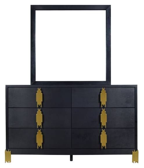 all black dresser set Mid-Century 3-Drawer Arched Dresser Black Oak (Set of 3) main image 1