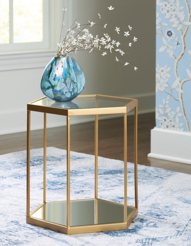 Signature Design by Ashley® Veerwick Glass Top Cocktail Table with Gold Base-4