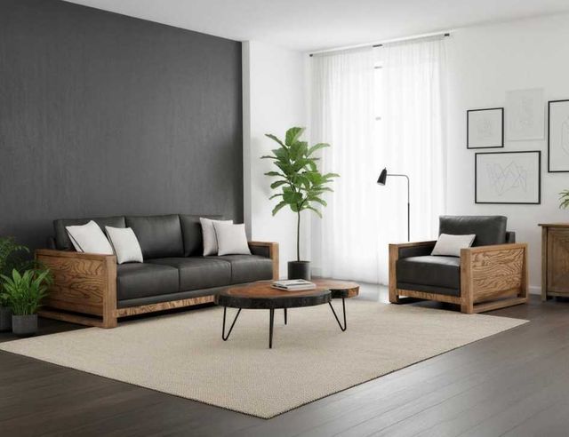 International Furniture Direct Ancora Brown/Stained Brown Accent Chair-1