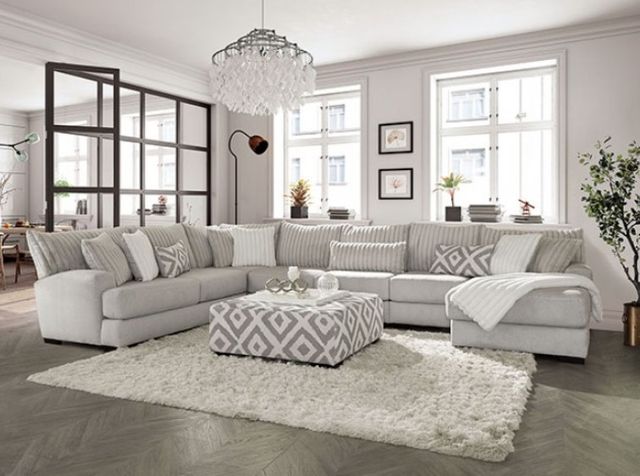 Furniture of America® Hermiston Gray Ottoman-1