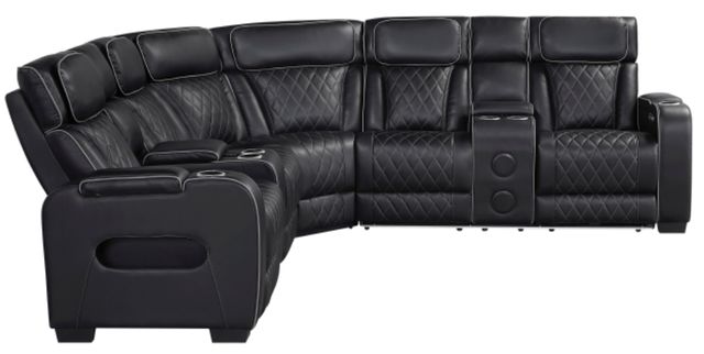 Homelegance® Fairway 3-Piece Black Power Reclining Sectional-2