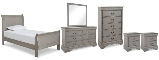 Signature Design by Ashley® Kordasky 6-Piece Gray Twin Sleigh Bed Set-0