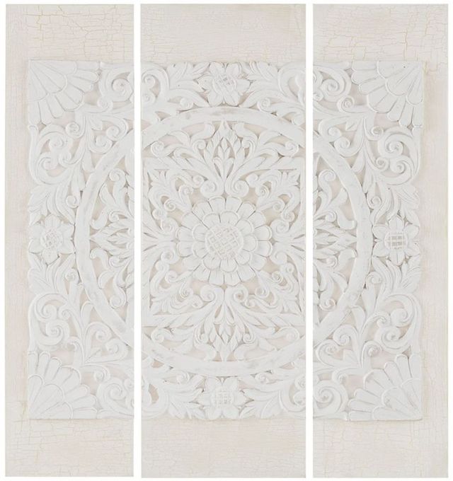Olliix by Madison Park White Set of 3 White Mandala 3D Embellished Canvas Set-0