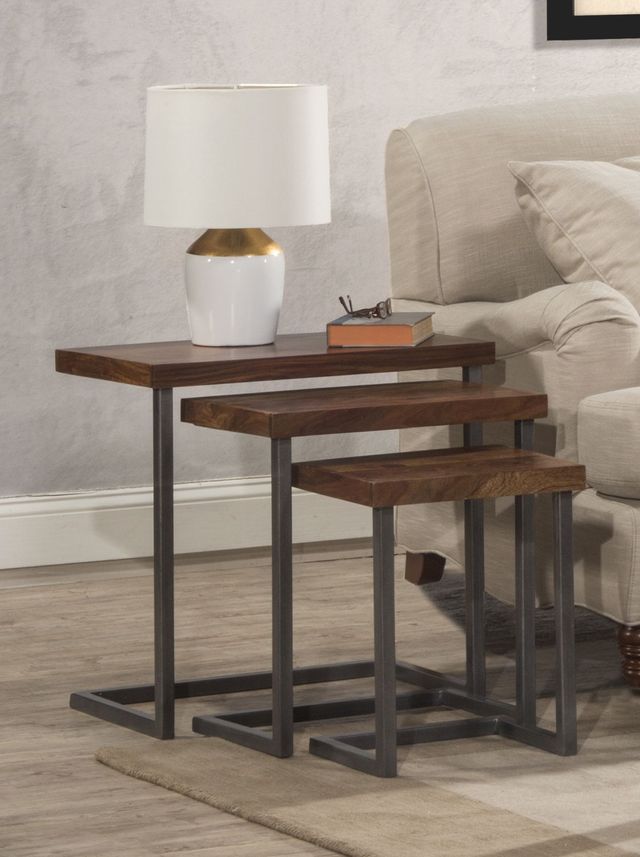 HH2 Home Emerson 3-Piece Natural Sheesham Nesting Tables with Black Metal Base-3