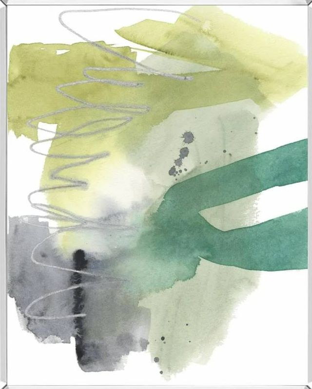 Classy Art Graffiti Green I by Jennifer Goldberger Mirrored Frame Wall Art-1