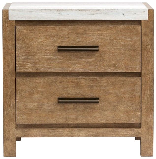Magnussen Home® Plum Creek Sierra Brown Nightstand with Marble Top-2