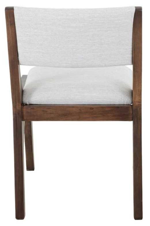 International Furniture Direct Zaphiro Lacquer Brown/White Upholstered Dining Side Chair-4