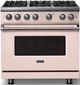 Viking® 5 Series 36" Blush Pro Style Gas (NG) Range with Polished Chrome Trim-3