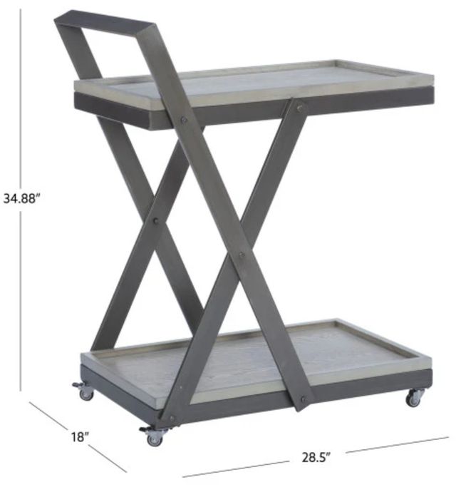 Powell® Ember Pebble Gray Bar Cart-2