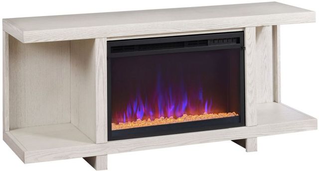 aspenhome® Latitude Brushed White 55" Open Fireplace Console-0