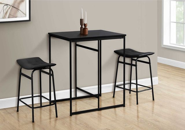 Monarch Specialties Inc. 2-Piece Black 24" Upholstered Counter Height Stools Set-3