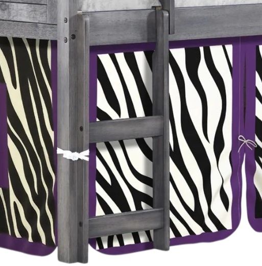 Donco Kids Louver Zebra/Antique Gray Youth Twin Loft Bed with Tent Kit-2