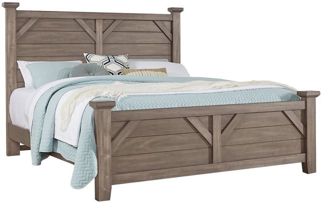 Vaughan-Bassett Centennial Solids Chestnut Creek Pewter King Plank Poster Bed-0