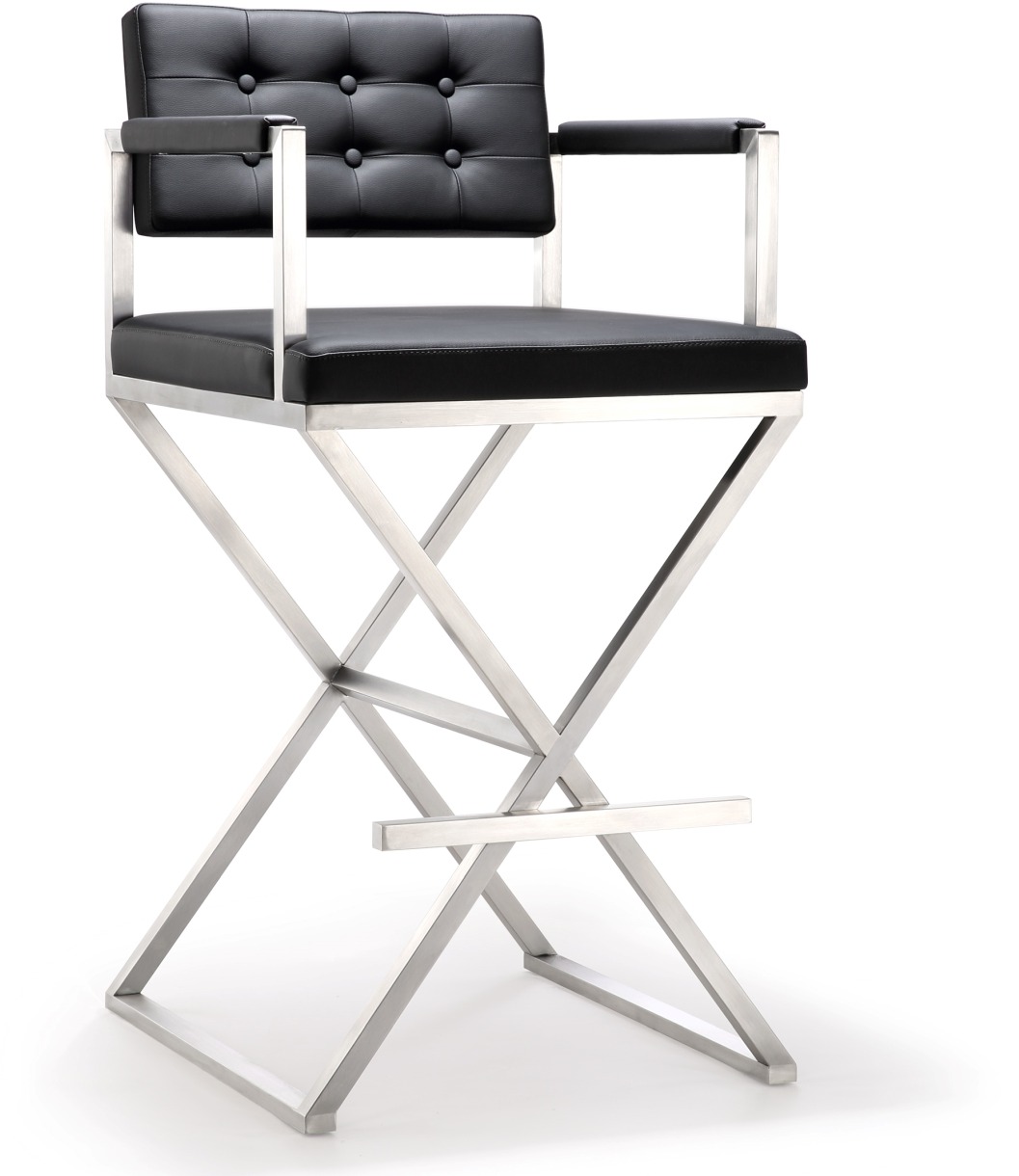 Director Black Steel Bar Stool - Thumbnail 4