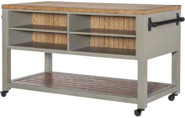Legacy Classic Vintage Market Barnwood Oak/Northern Moss Kitchen Island-3