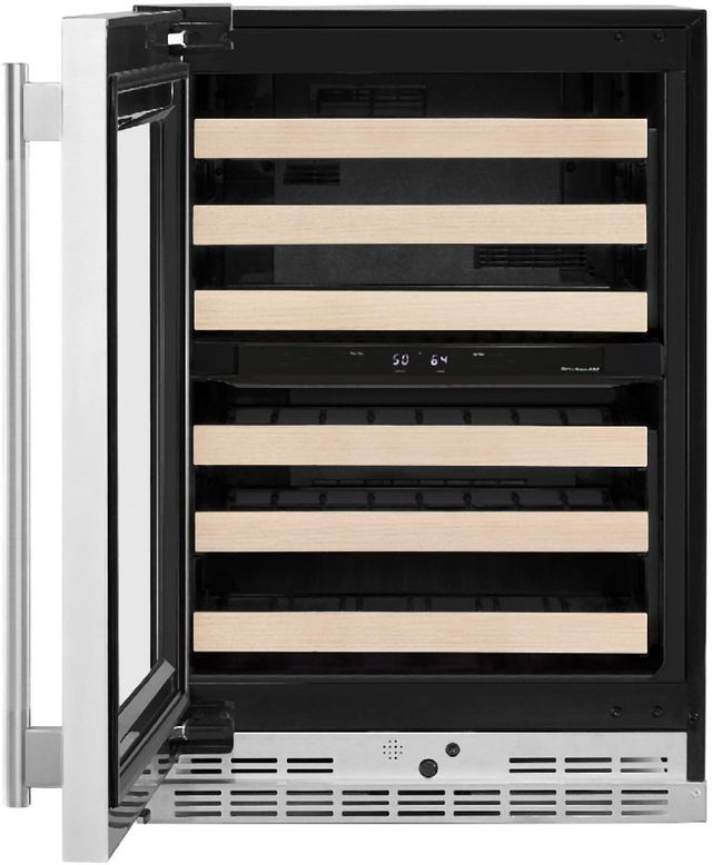 Kitchenaid® 24" PrintShield™ Stainless Built-In Wine Cooler with Full-Extension Wood-Front Racks-1