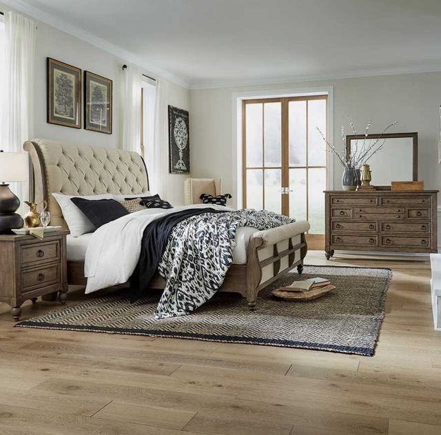 Liberty Furniture Americana Farmhouse 4-Piece Beige/Dusty Taupe King Sleigh Bedroom Set-1