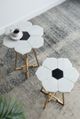 A & B Home White Marble Floral Sharp Coffee Table with Gold Base -3