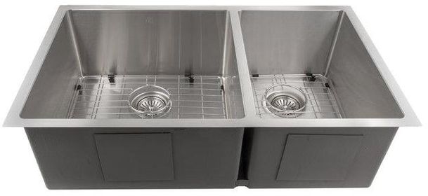 ZLINE Chamonix 36" Stainless Steel Undermount Double Bowl Kitchen Sink with Bottom Grid-3