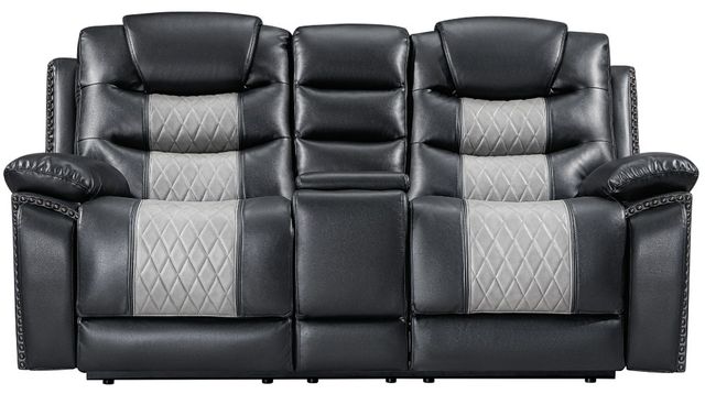 New Classic® Home Furnishings Nikko Black/Gray Power Reclining Console Loveseat-2