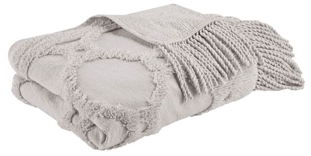 Olliix by Madison Park Brianne 1 Grey Cotton Tufted Throw-0