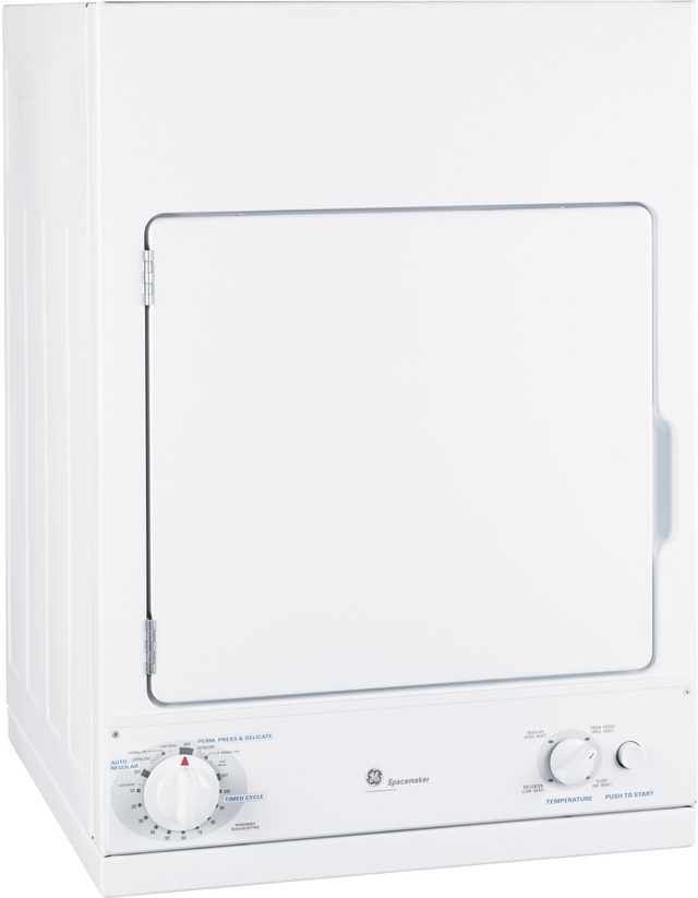 GE® Spacemaker® 3.6 Cu. Ft. White Electric Dryer